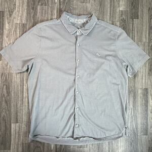 Tommy Bahama Pima Cotton Polo Button Shirt Gray XXL Made in Peru Island Style
